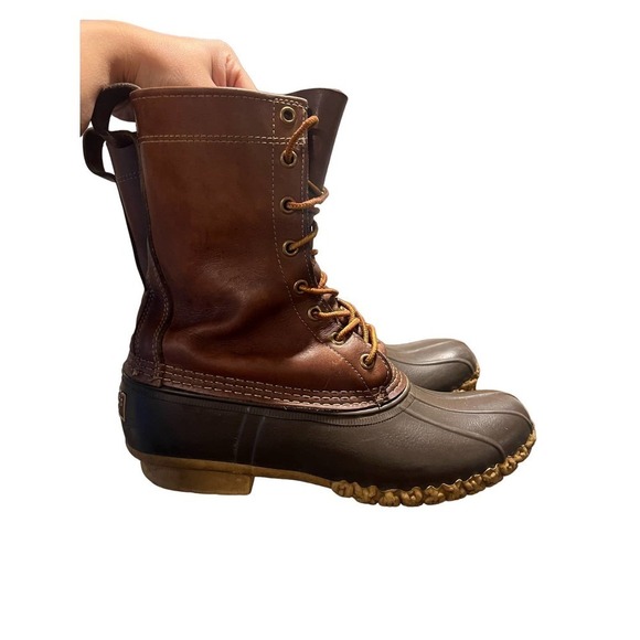 L.L. Bean Women’s Duck Boots Brown Leather tan  7 - Picture 2 of 7